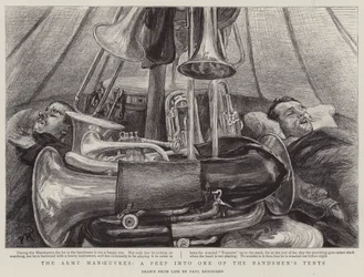 Armádní manévry, pohled do jednoho ze stanů kapelníků